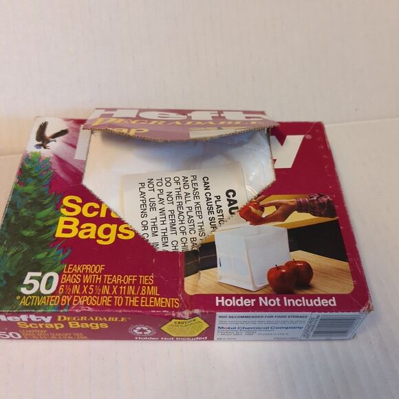 Hefty Degradable Scrap Bags New Open Box Of 26 Bags Vintage 80s Trash Waste - Picture 8 of 8